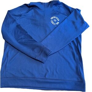 American Eagle Blue Logo Waffle Knit Flex Hoodie‎ Pullover Sweatshirt Large Mens